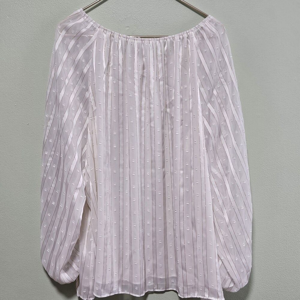 Ivory Romantic Blouse Cato Plus Size Women's Peasant Top 18/20 Gold Threads - Picture 4 of 11